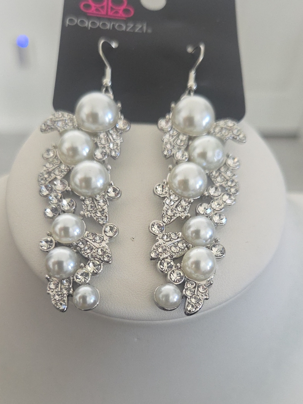 Paparazzi The Party Has Arrived White Earrings NWT
